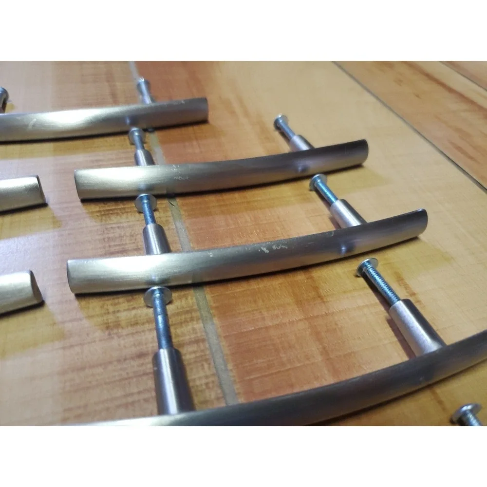 Brushed Nickel Cabinet Door Handles Drawer Pulls 5.25 inch Lot Of 9